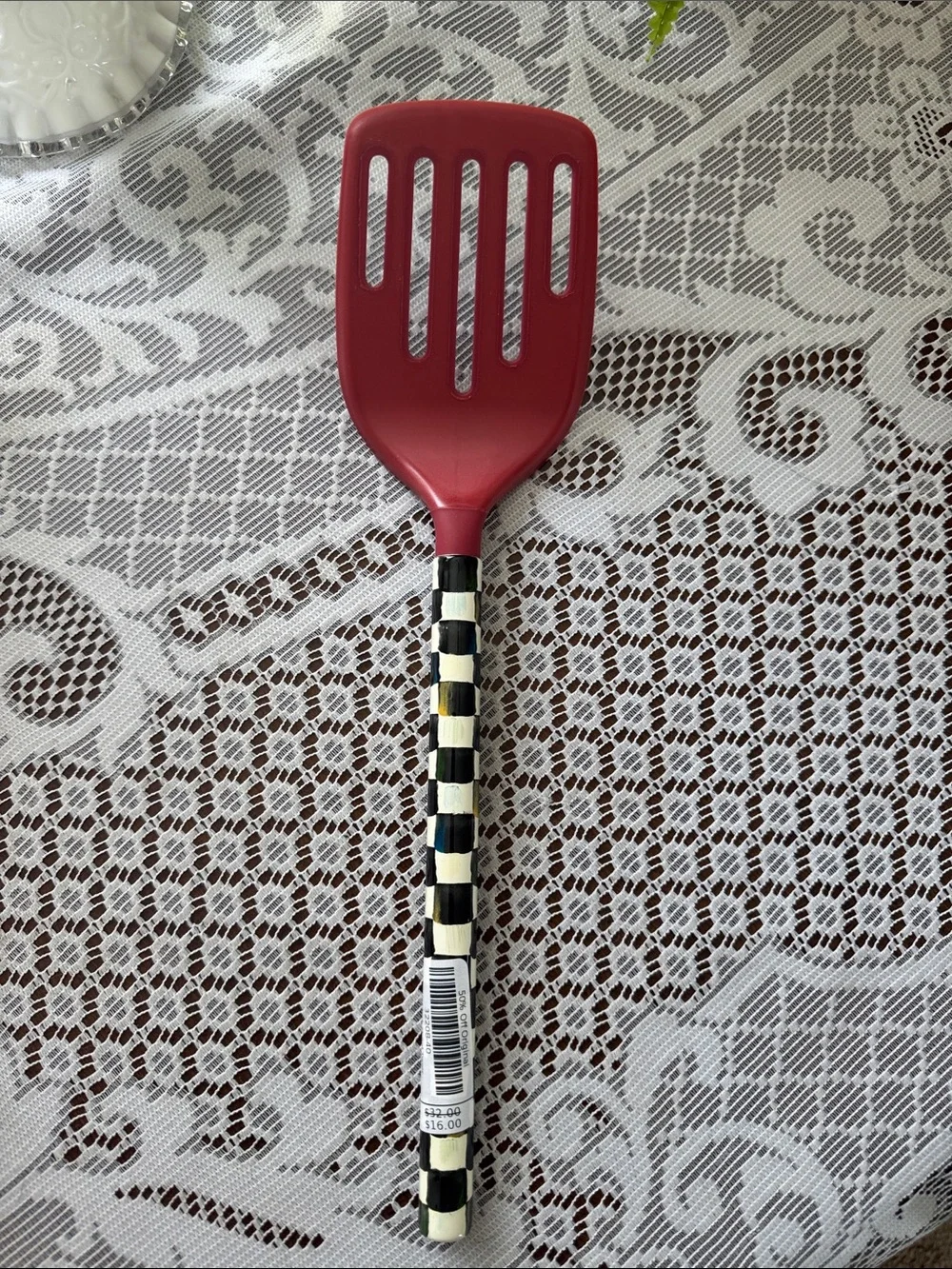 MacKenzie-Childs Red Courtly Check Slotted Turner